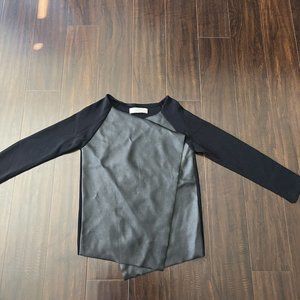 Zara knit  Size Large open front cardigan w/ faux leather Front Black